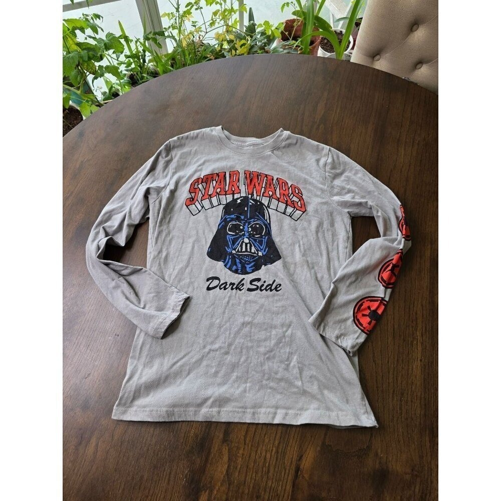 Star Wars Darth Vader Dark Side Long Sleeve Shirt XL 14/16 Mad Engine Gray Cotto